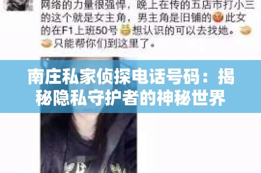 南庄私家侦探电话号码：揭秘隐私守护者的神秘世界