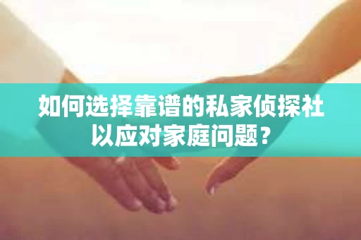 如何选择靠谱的私家侦探社以应对家庭问题？